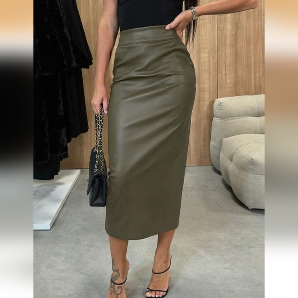 Elegant Olive Pencil Skirt